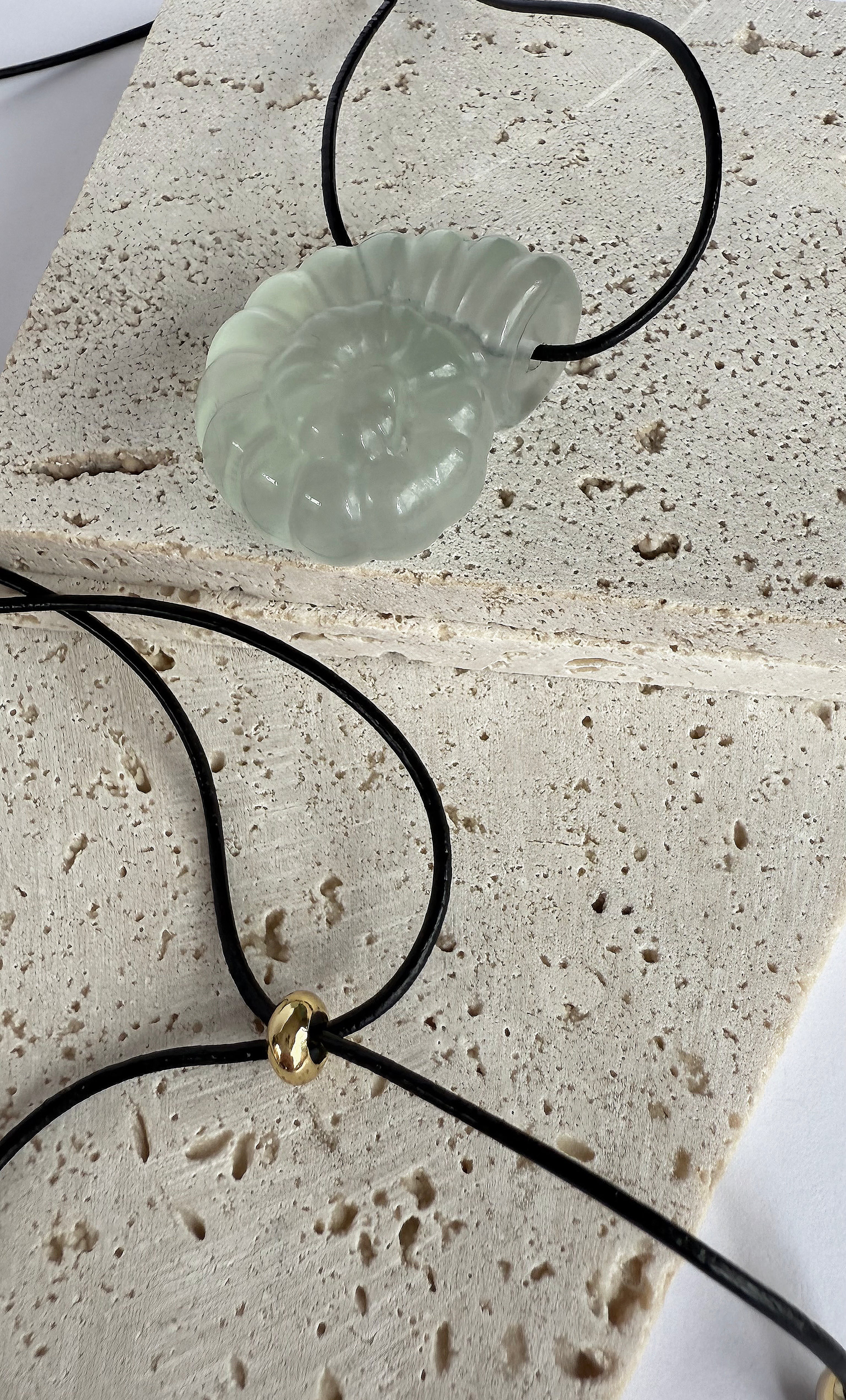 Aurora Carved AAA Grade Fluorite Stone Shell Long Pendant Necklace | Tunik