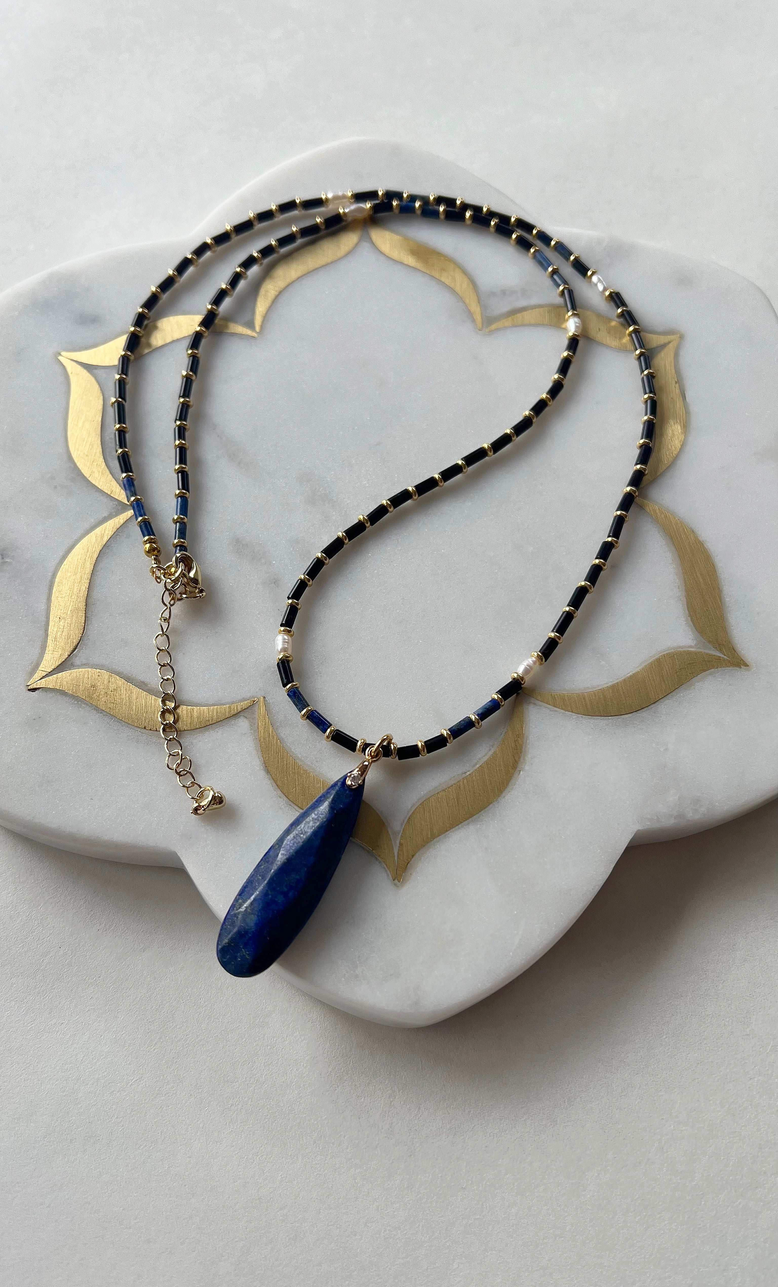 BACK SOON The Tunik Blue Moon Beaded Long Necklace