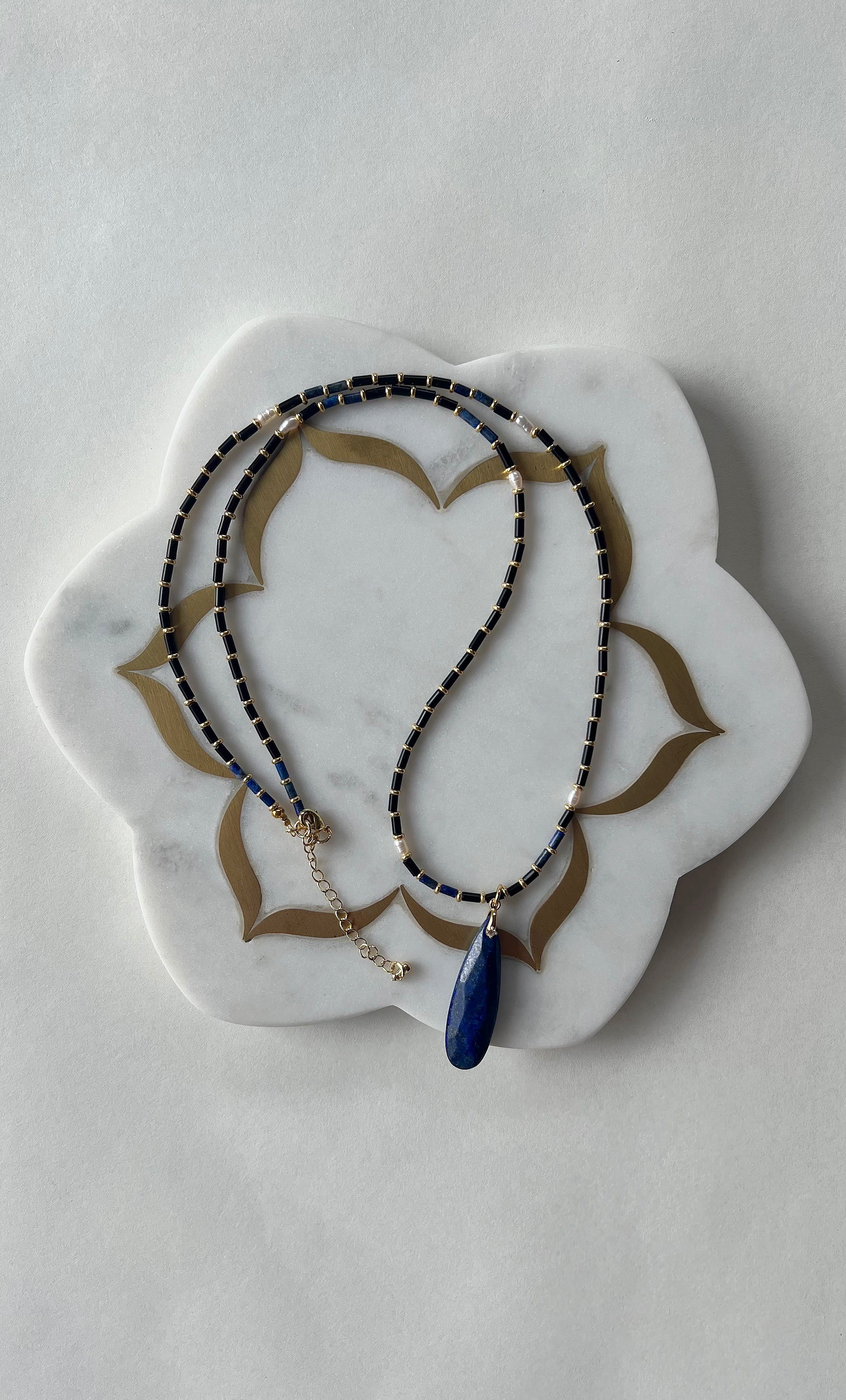 BACK SOON The Tunik Blue Moon Beaded Long Necklace