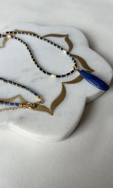 The Tunik Blue Moon Beaded Long Necklace