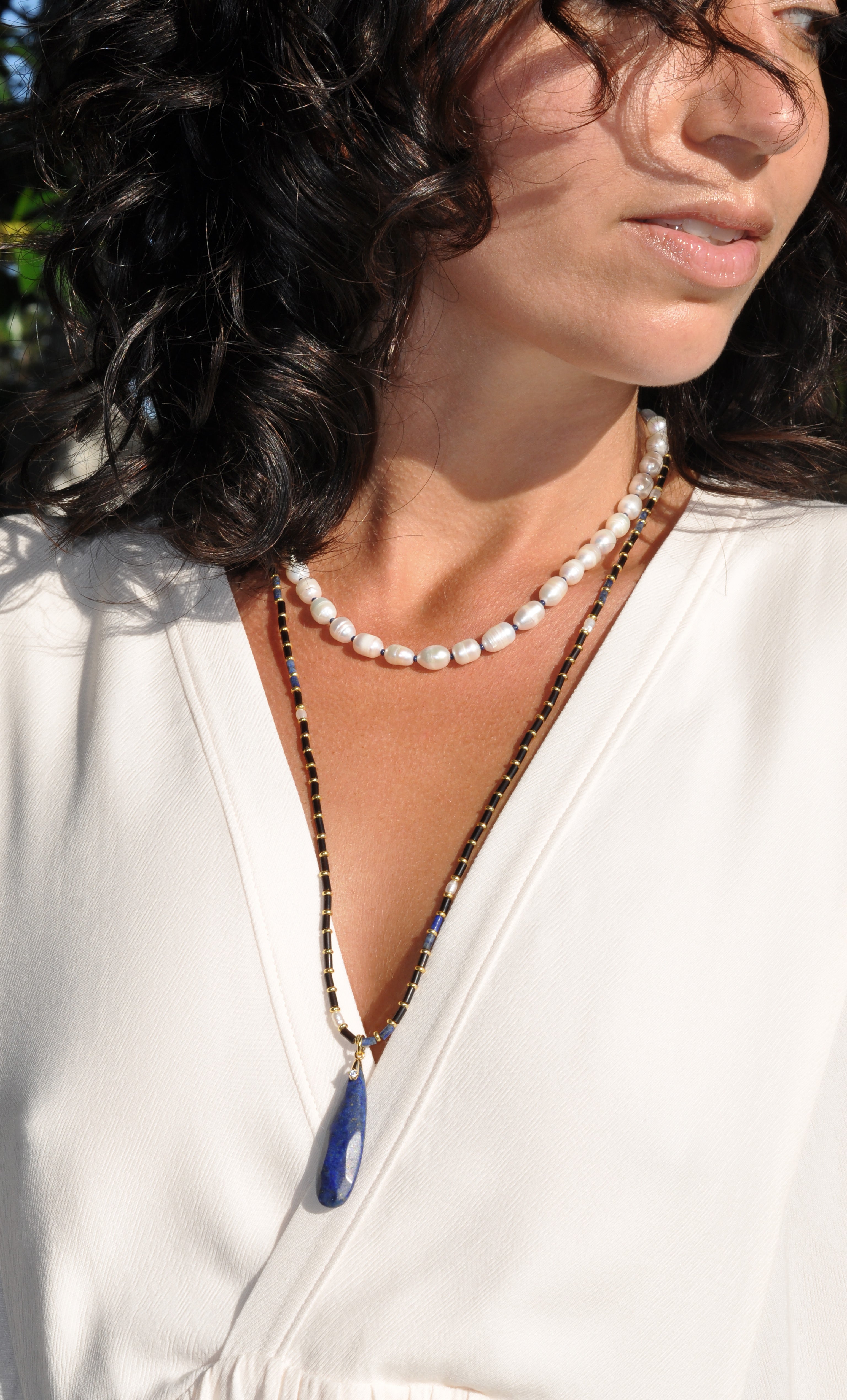 BACK SOON The Tunik Blue Moon Beaded Long Necklace
