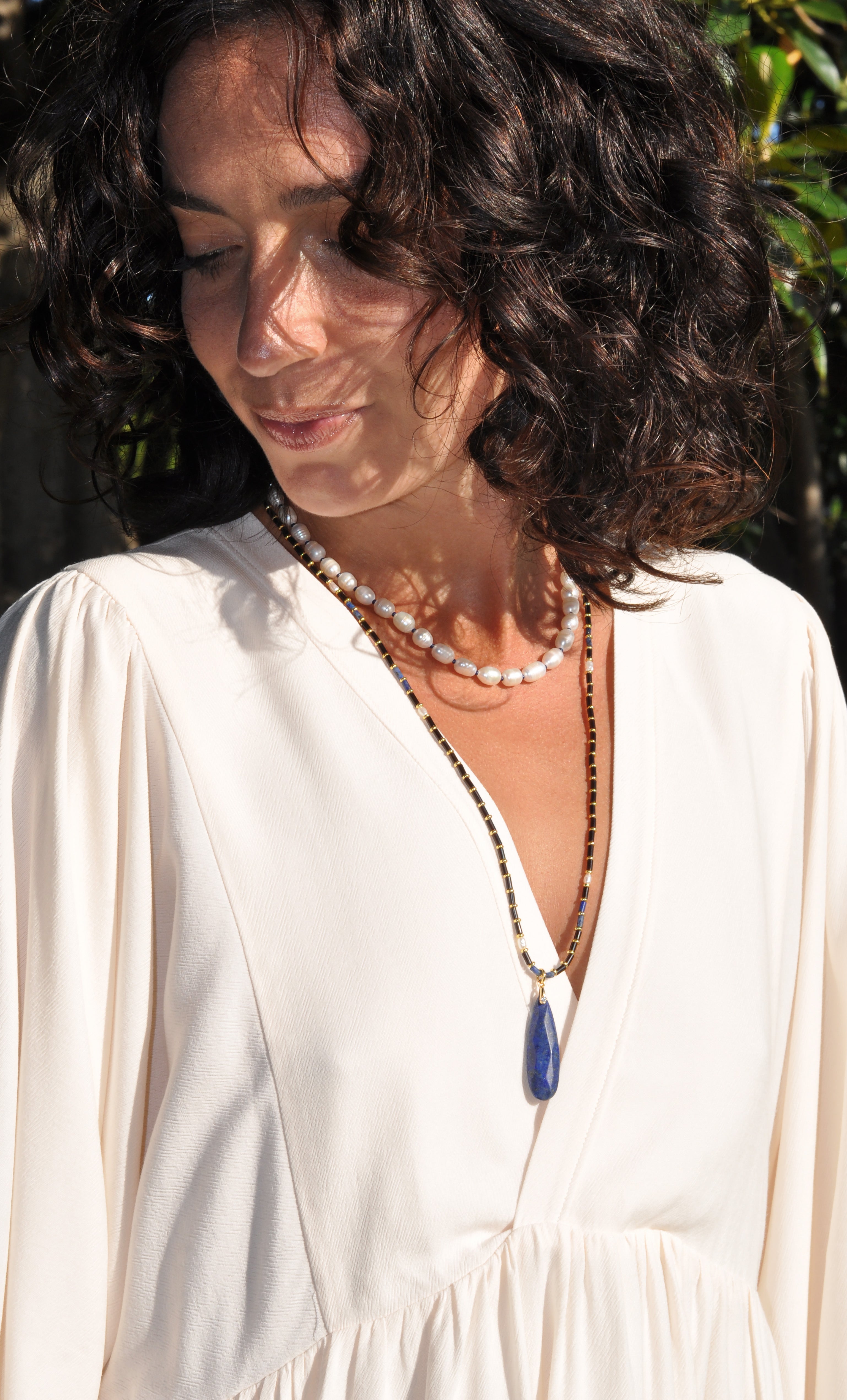 BACK SOON The Tunik Blue Moon Beaded Long Necklace