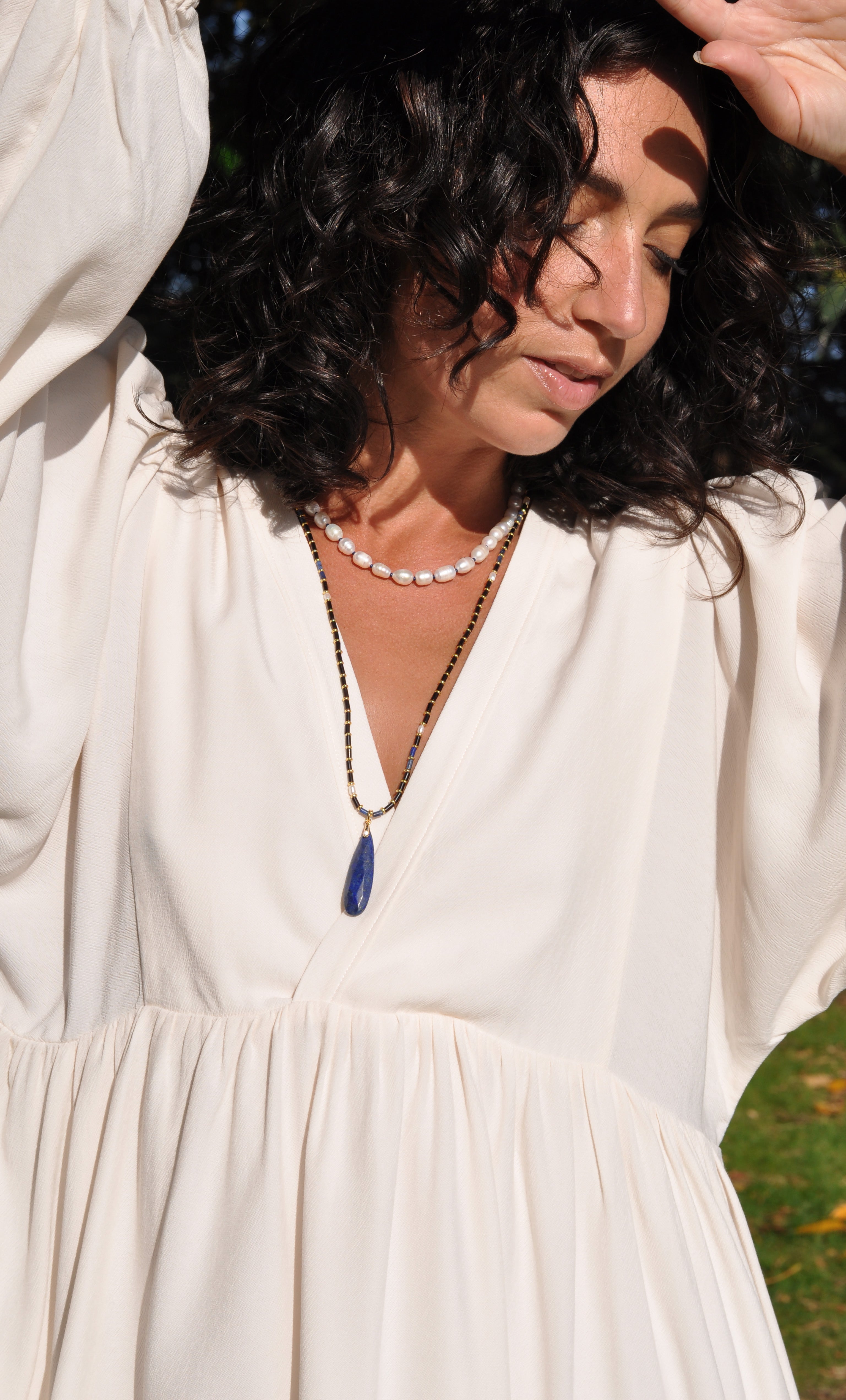 BACK SOON The Tunik Blue Moon Beaded Long Necklace