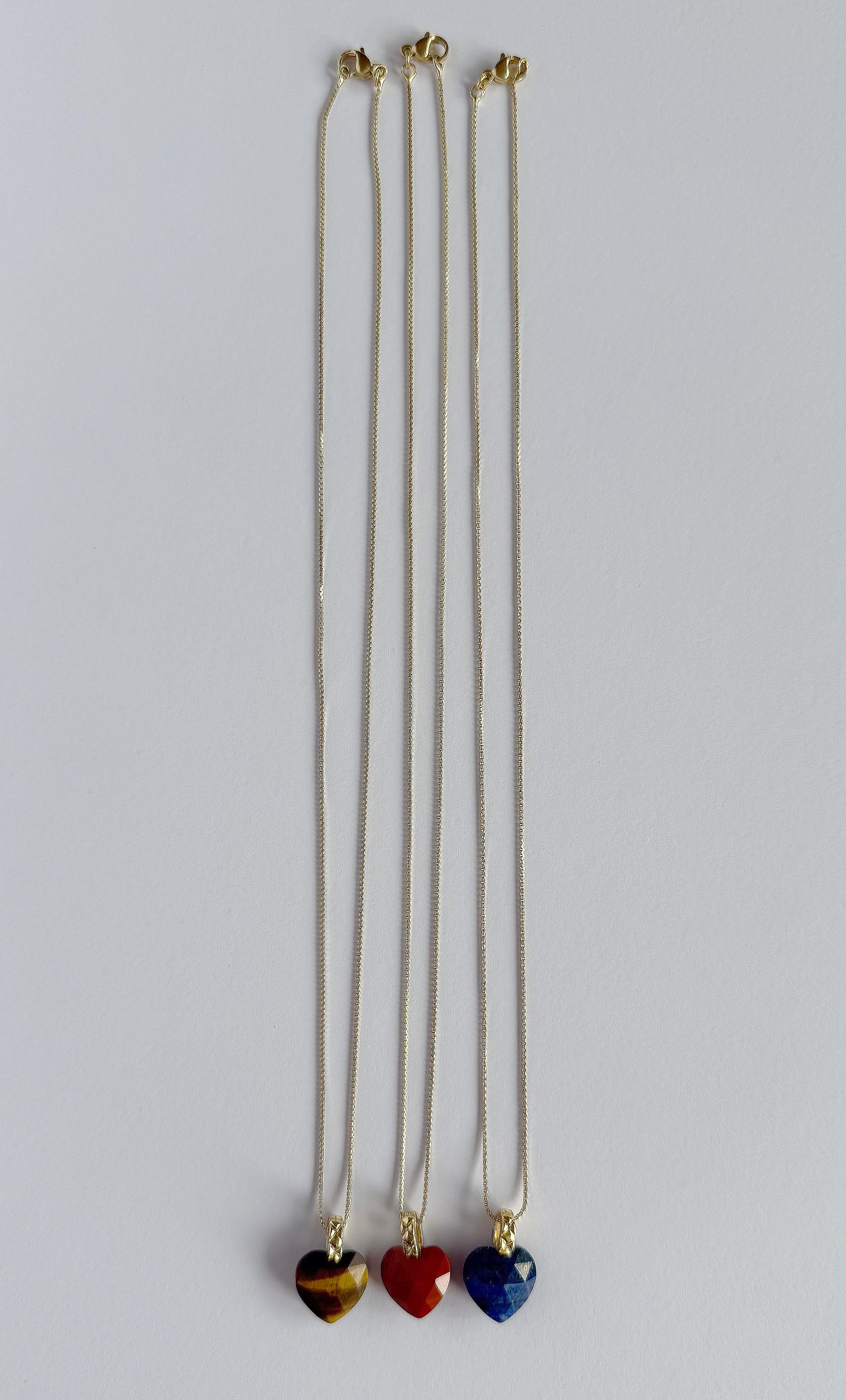 Carved Heart Lapis Lazuli Stone Pendant Necklace 18K Gold Fill | Tunik