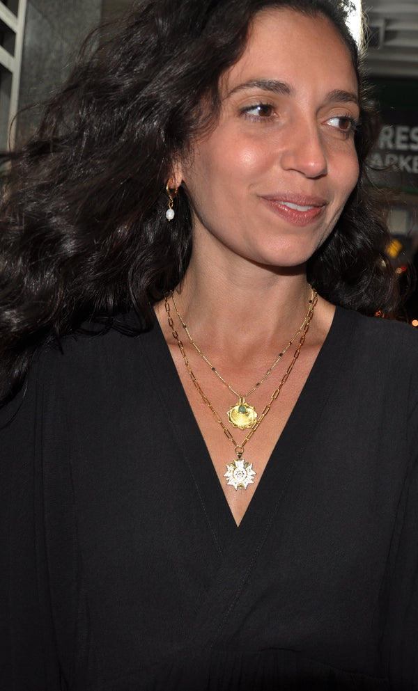 The Tunik Sunburst Aventurine Stone Medallion Necklace