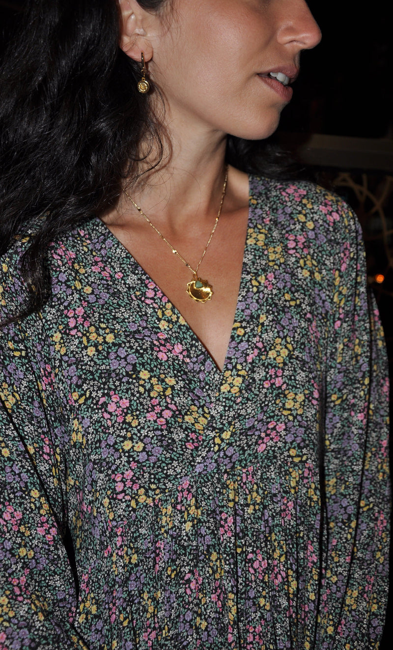 The Tunik Sunburst Aventurine Stone Medallion Necklace
