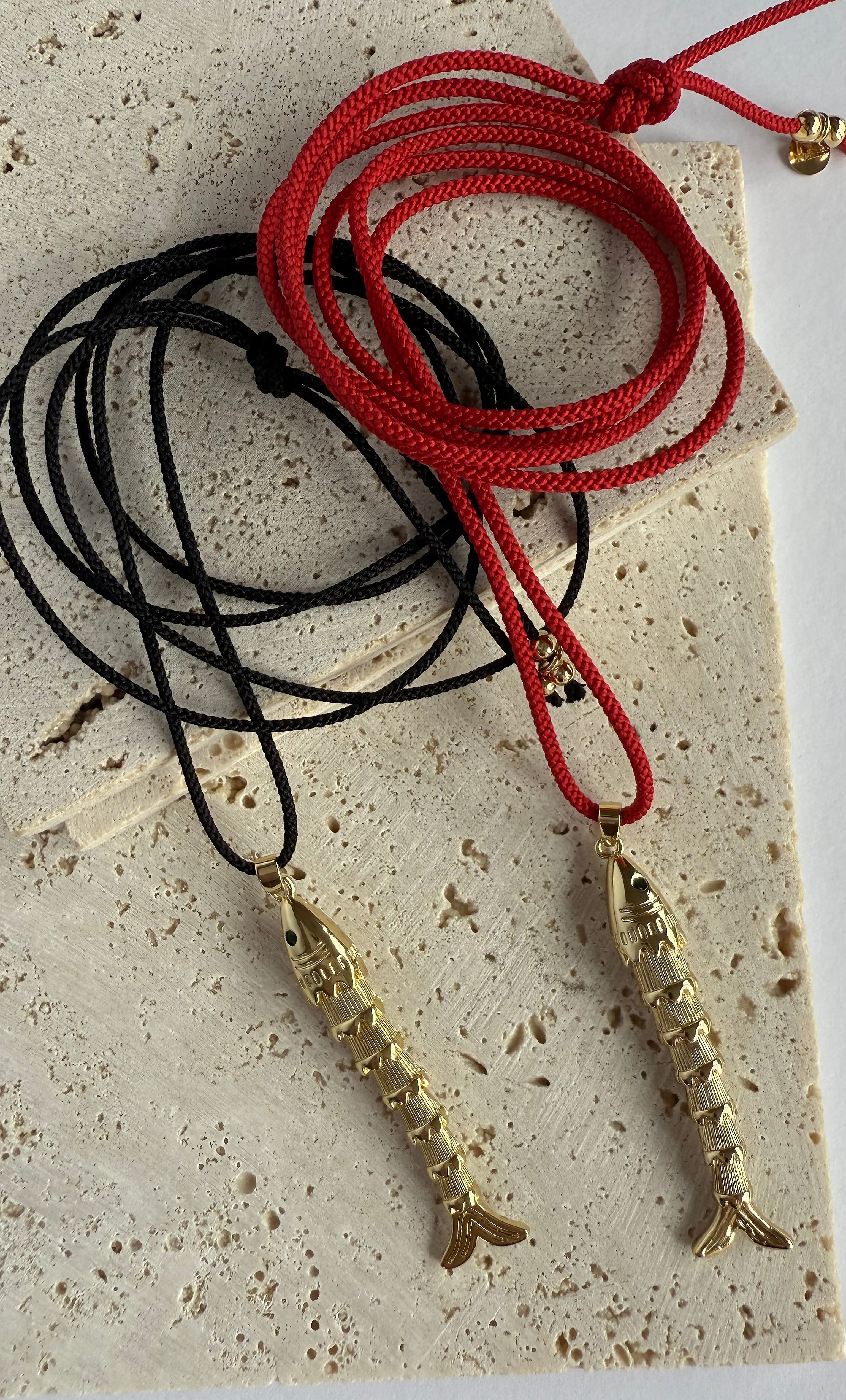 Koi Fish Long Pendant Necklace Black Japanese Cord | Tunik