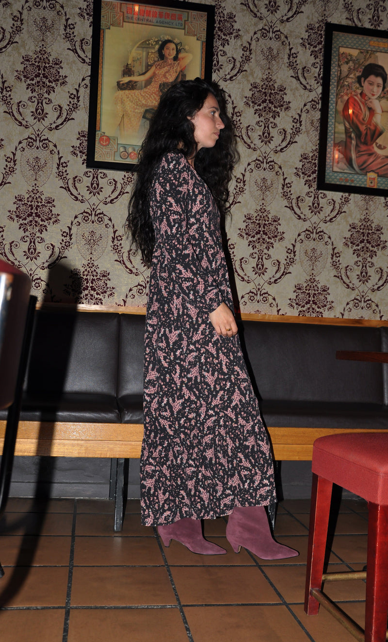 The Tunik Lola maxi dress - Poetic Daisy Black print