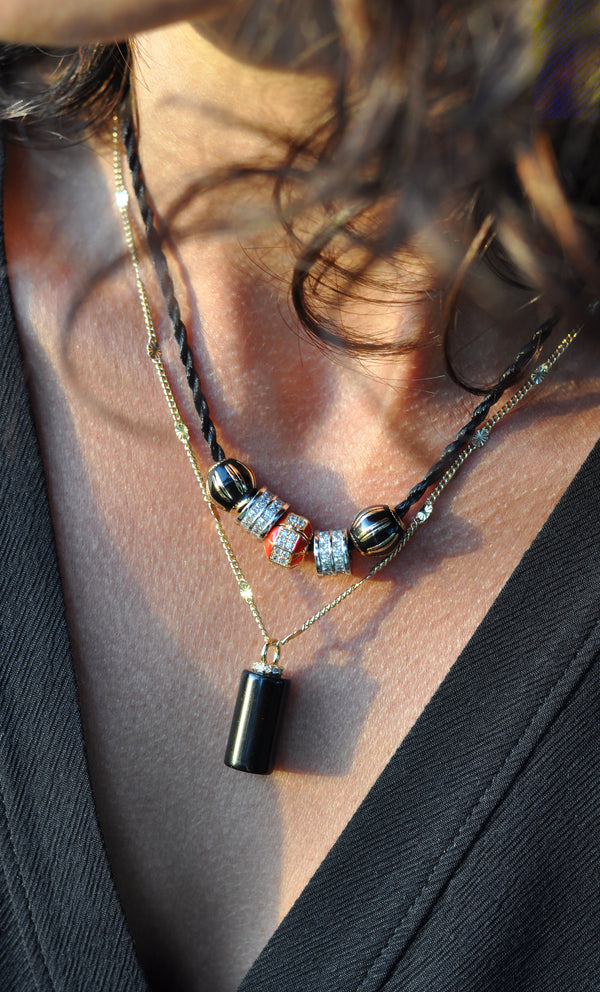 The Tunik Message in a Bottle Charm Necklace - Onyx