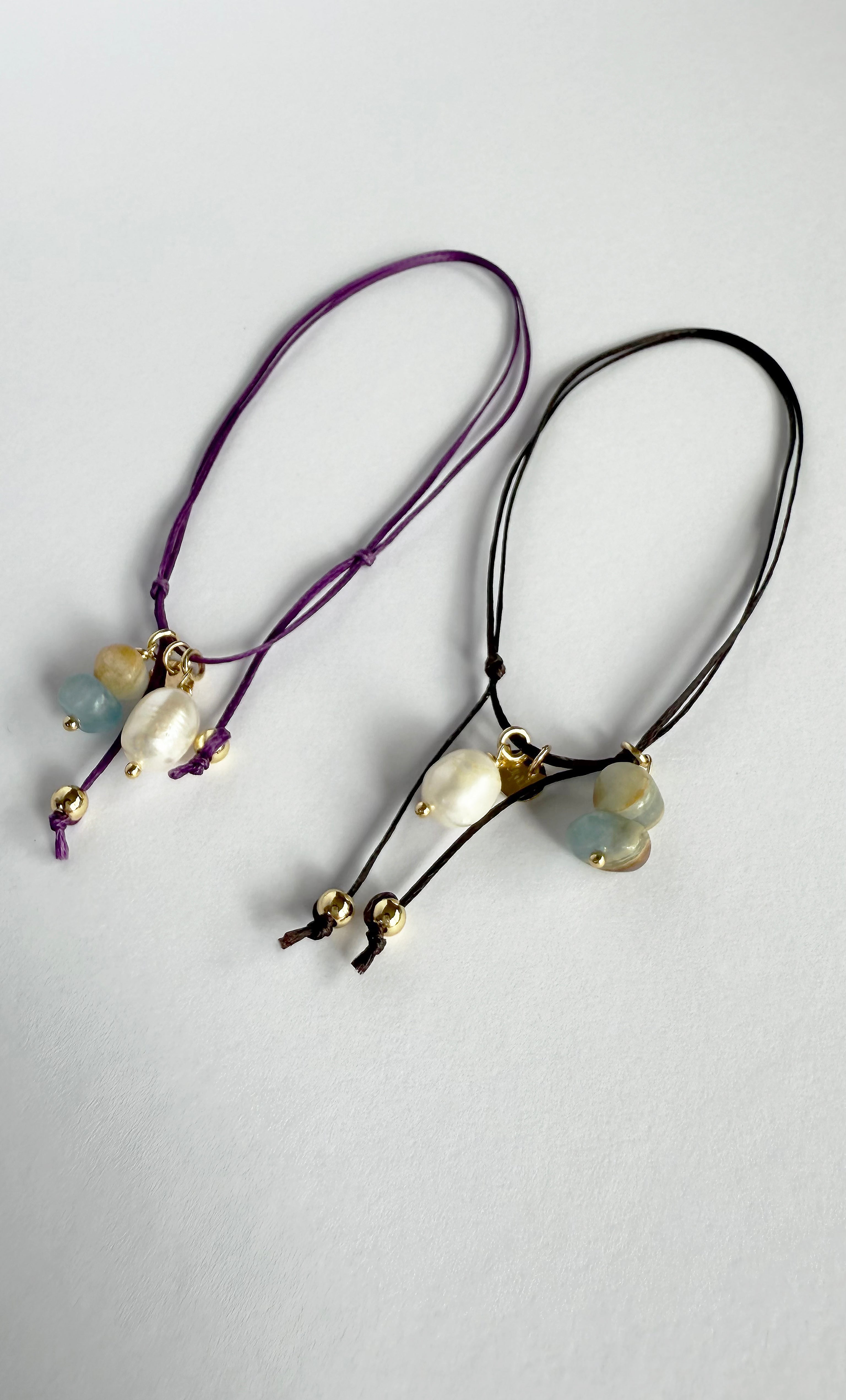 Sun Chaser Beaded and Pearl Charm Fine Handmade Anklet Dark Brown | Tunik