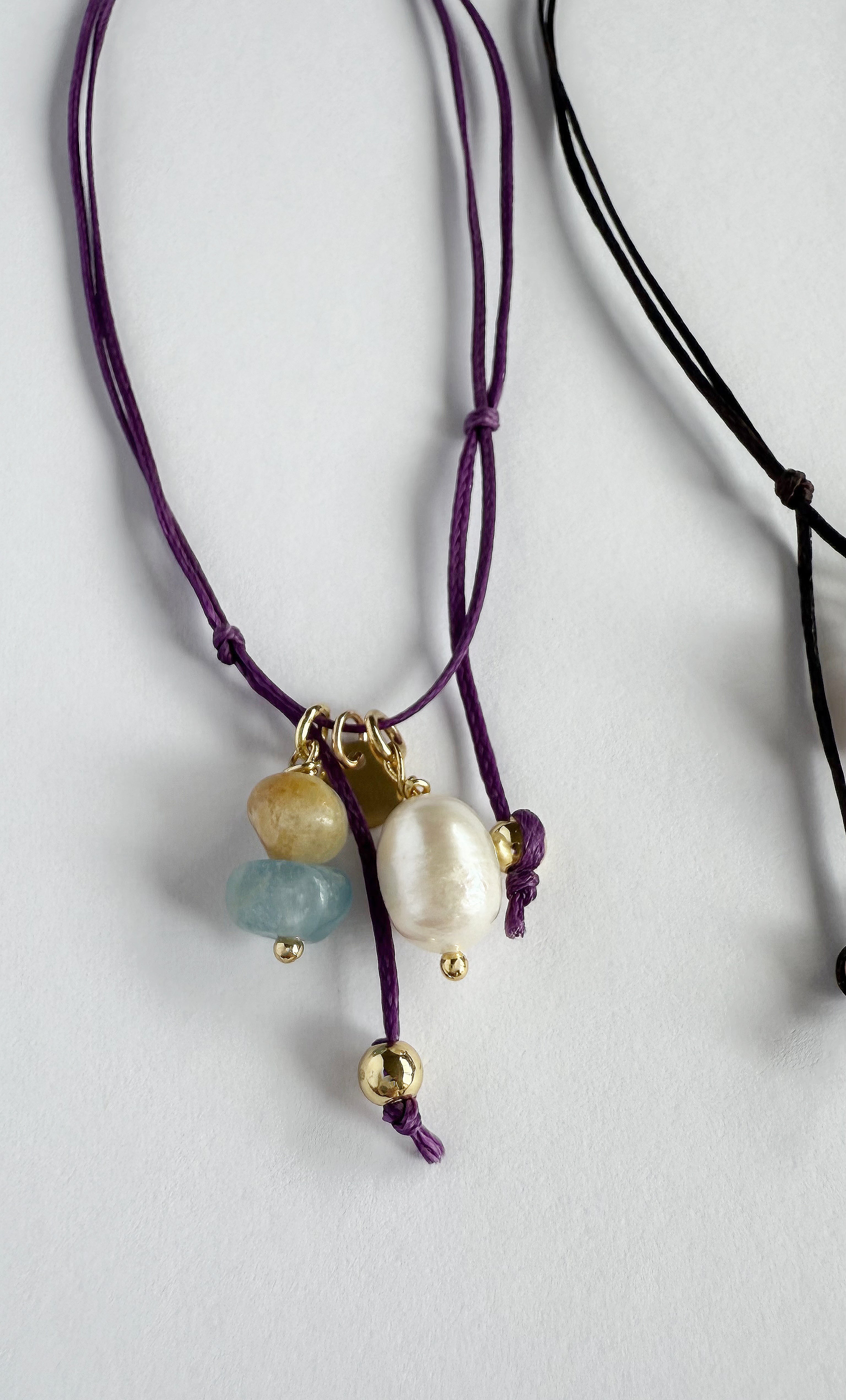 Sun Chaser Beaded and Pearl Charm Fine Handmade Anklet Deep Purple | Tunik