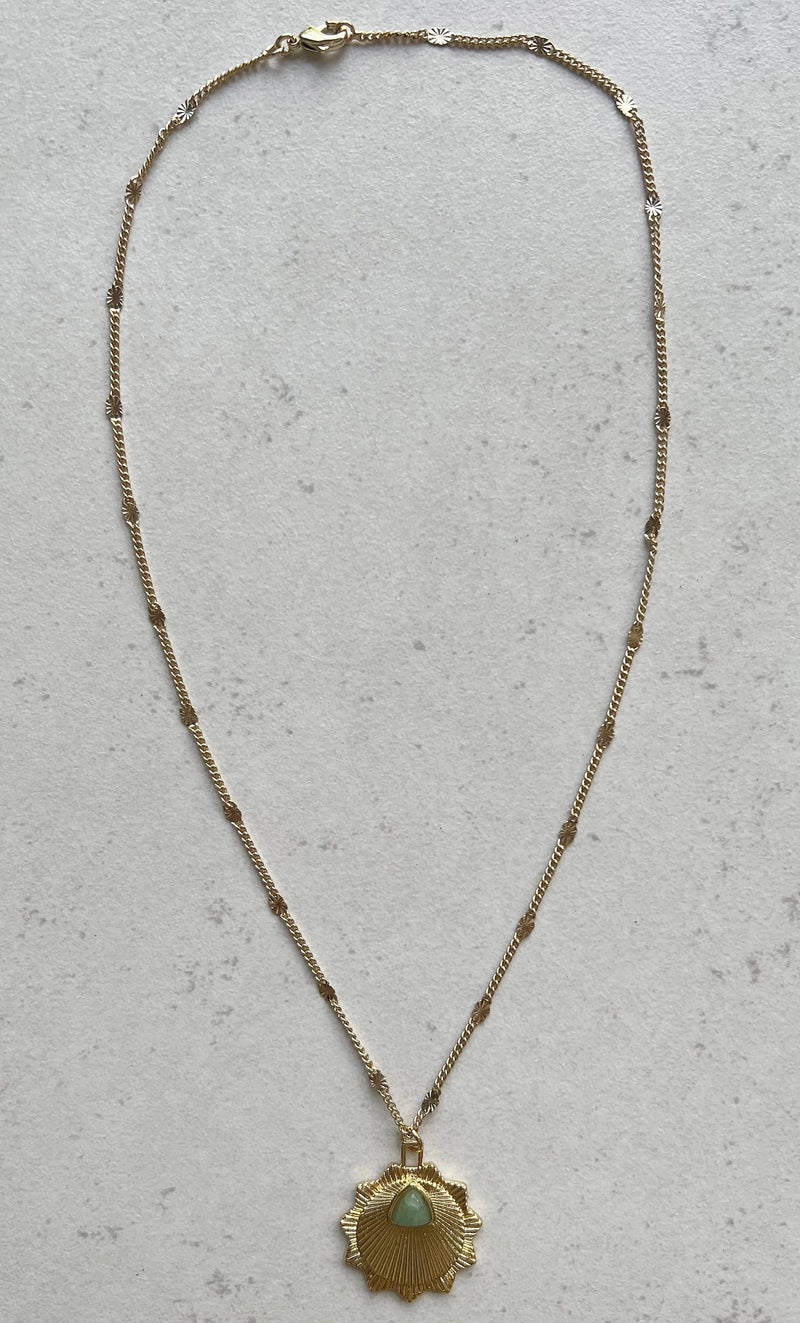 The Tunik Sunburst Aventurine Stone Medallion Necklace