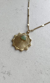 The Tunik Sunburst Aventurine Stone Medallion Necklace