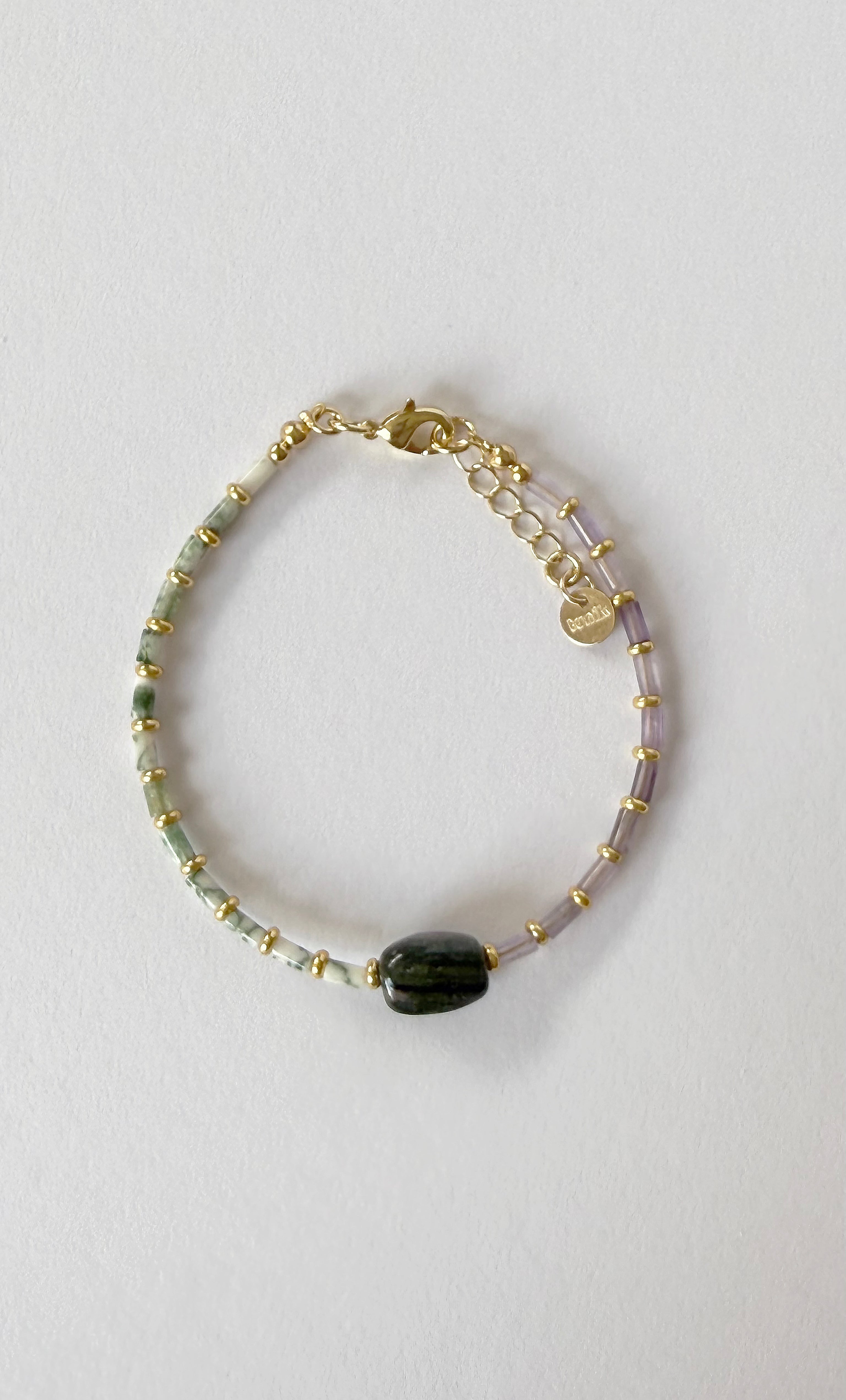 Terra Nomade Green Tree Agate and Amethyst Handmade Beaded Bracelet | Tunik
