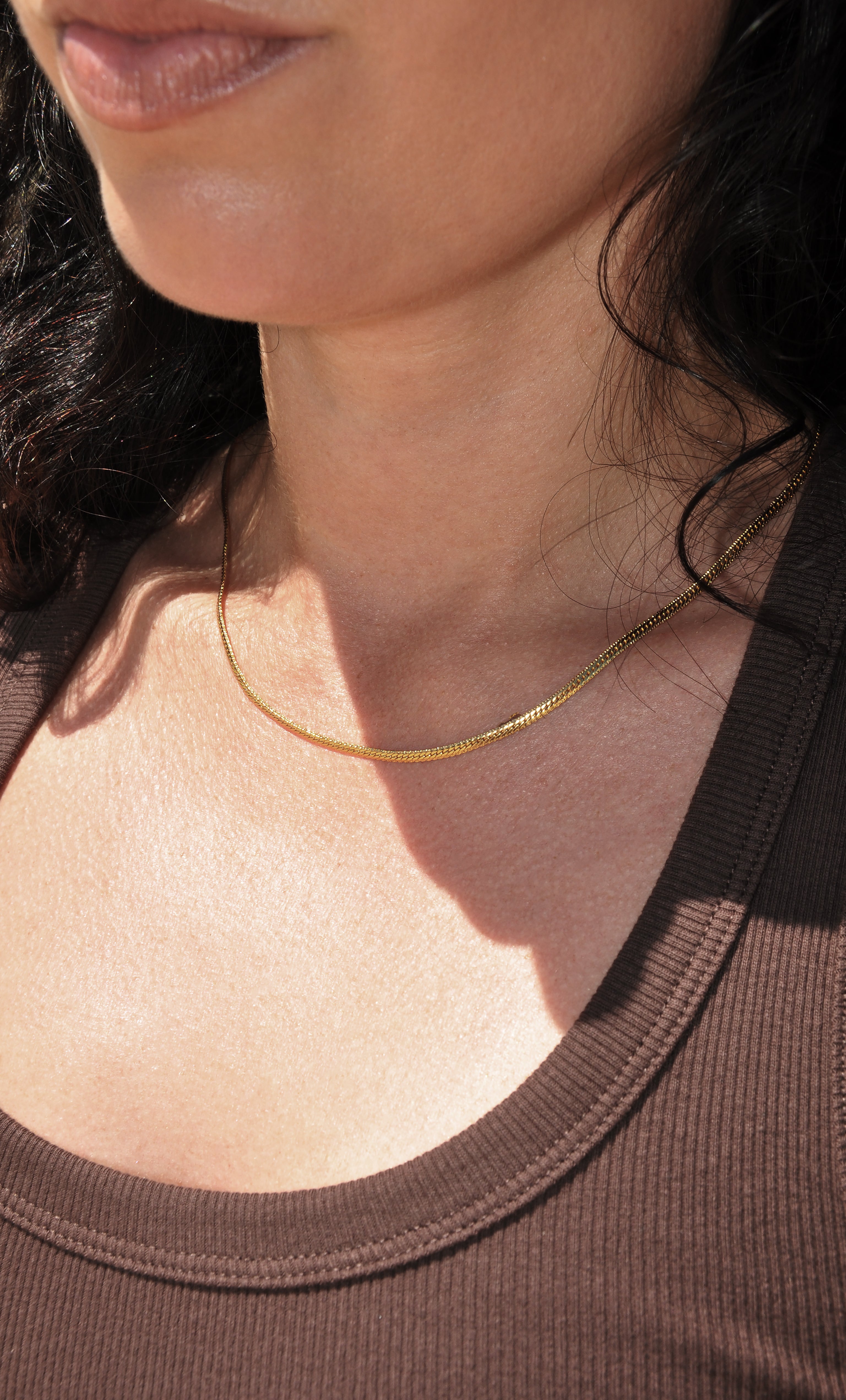 24K Gold fill Herringbone Chain Necklace - Tarnish-Resistant | Tunik
