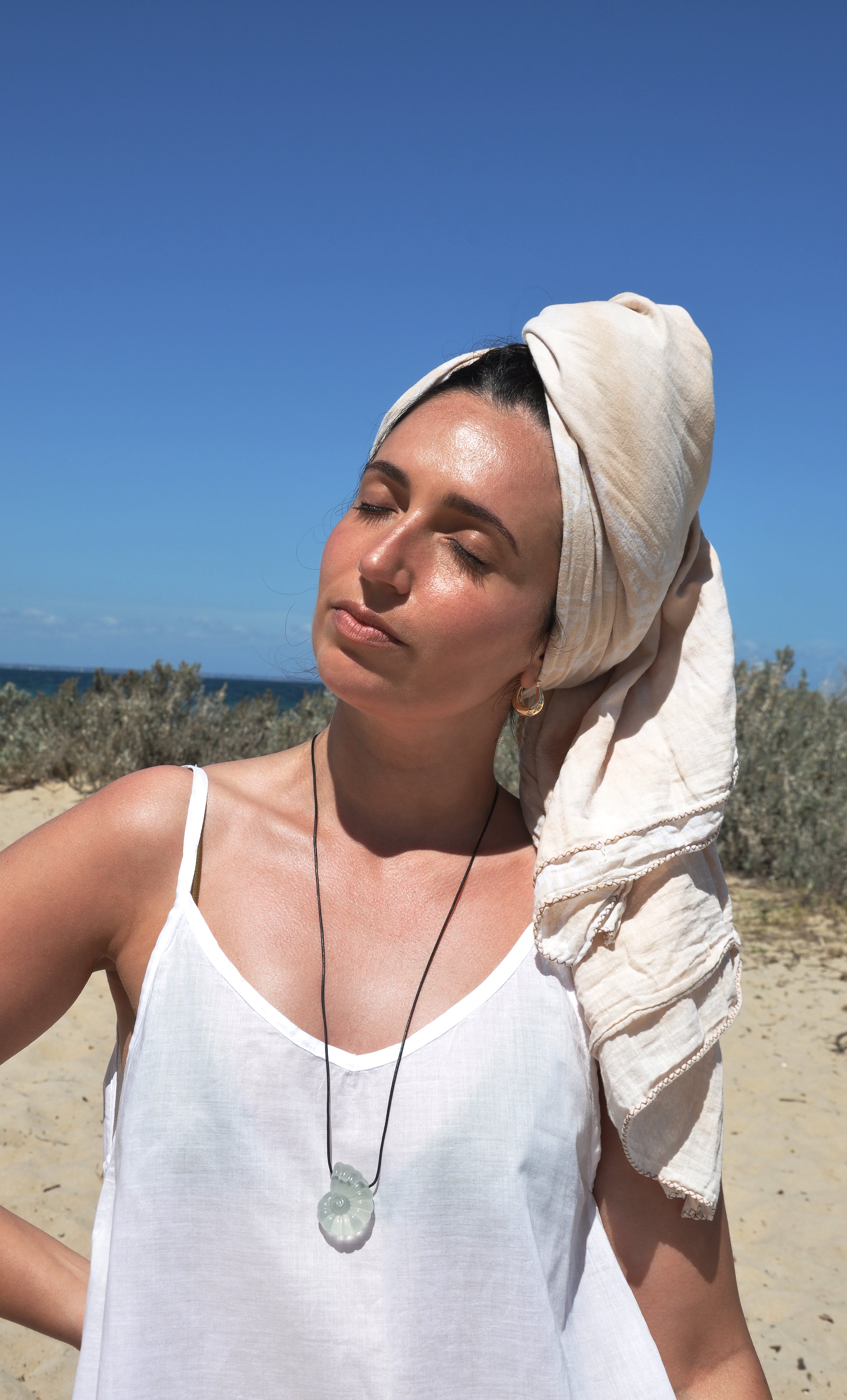 Aurora Carved AAA Grade Fluorite Stone Shell Long Pendant Necklace | Tunik