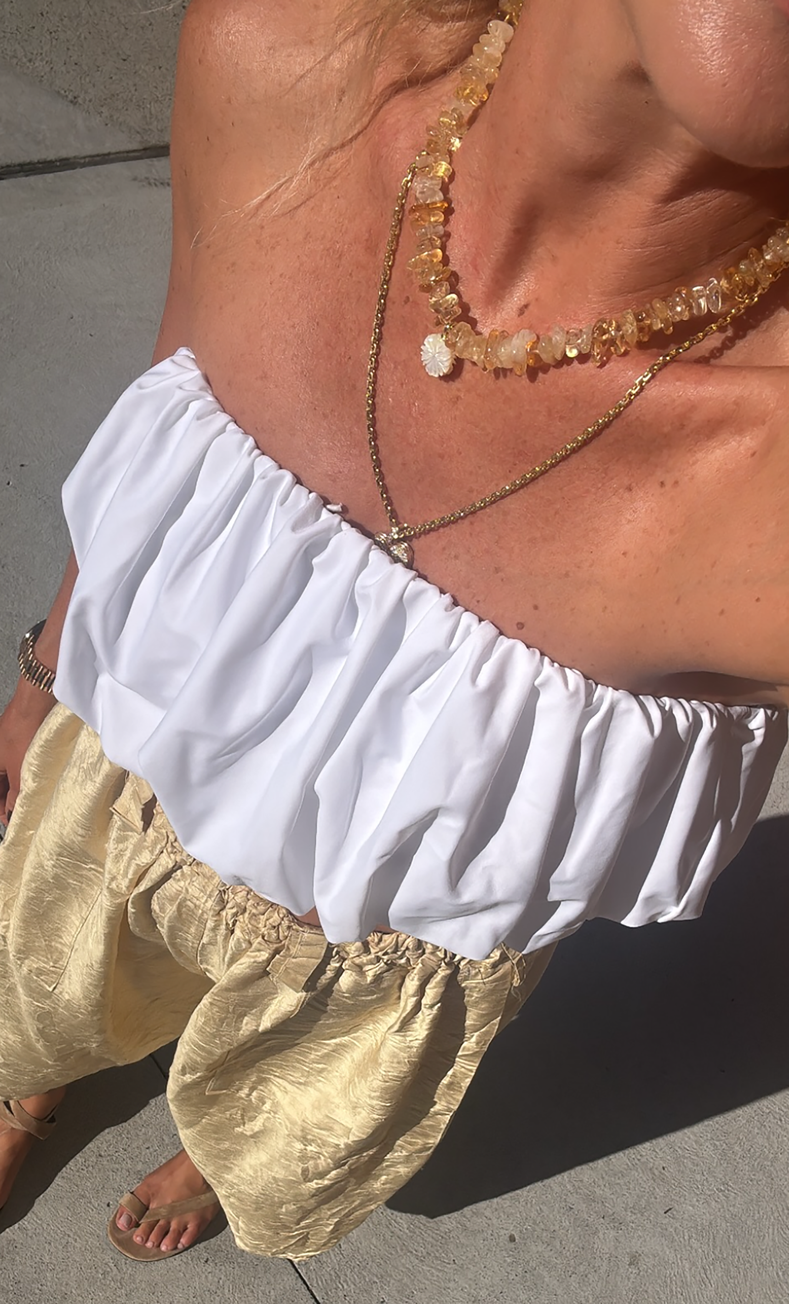 Desert Bloom Yellow Citrine Stone Handmade Necklace with Flower Carved Pendant | Tunik