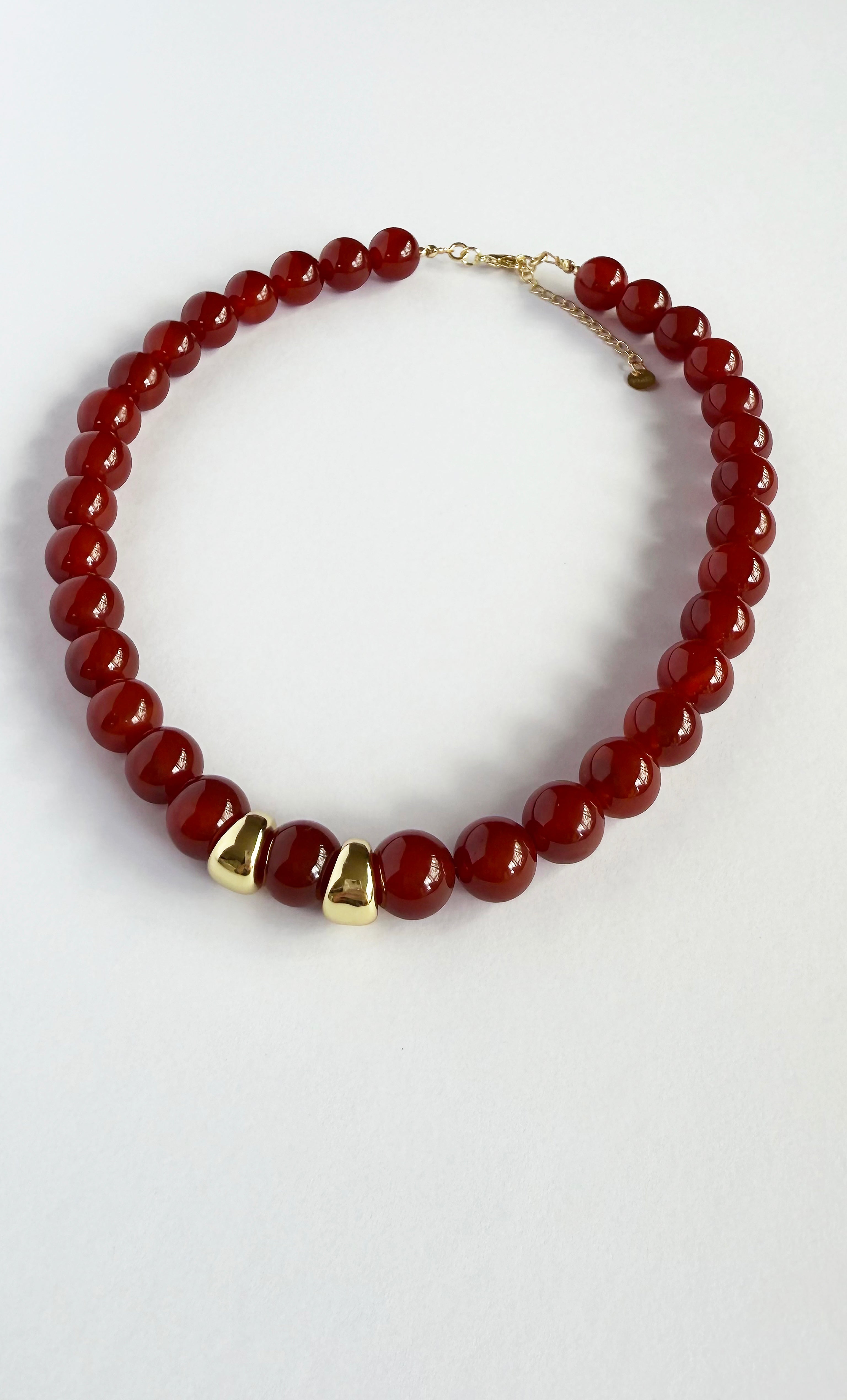 Evolve Statement Red Carnelian Agate Stone Bead Handmade Necklace | Tunik