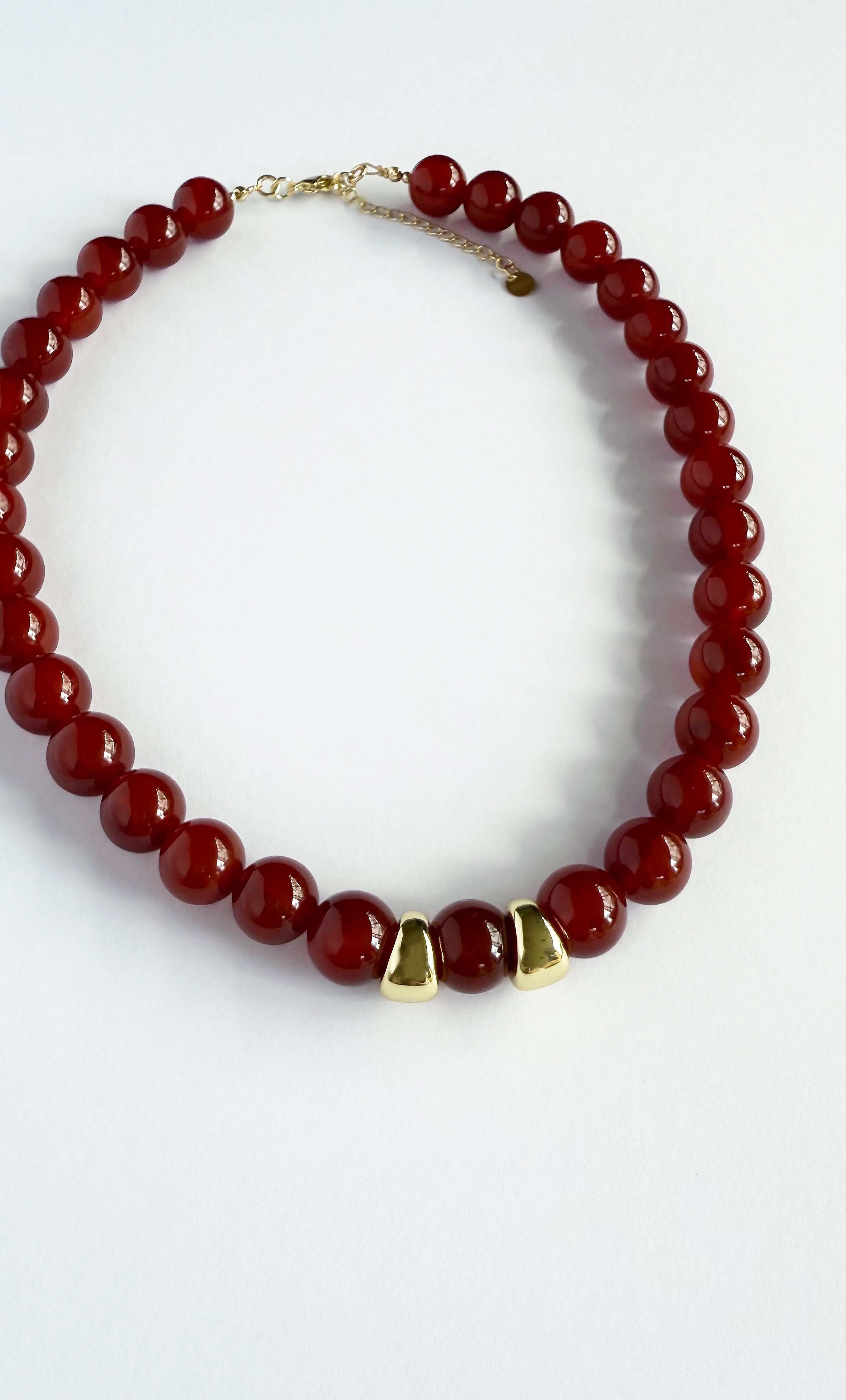 Evolve Statement Red Carnelian Agate Stone Bead Handmade Necklace | Tunik