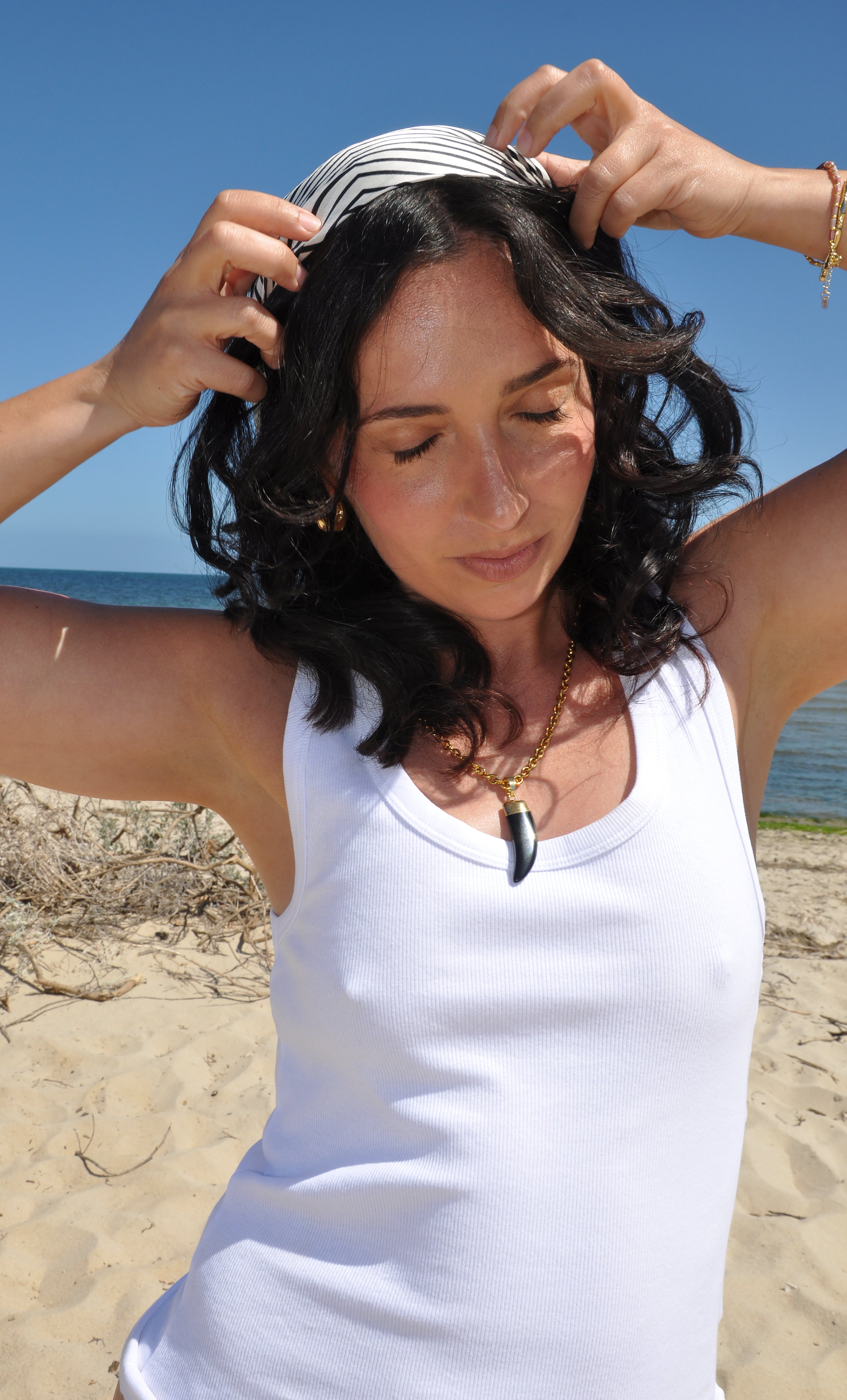 100% Silk Printed Monochrome Scarf | Tunik Accessories