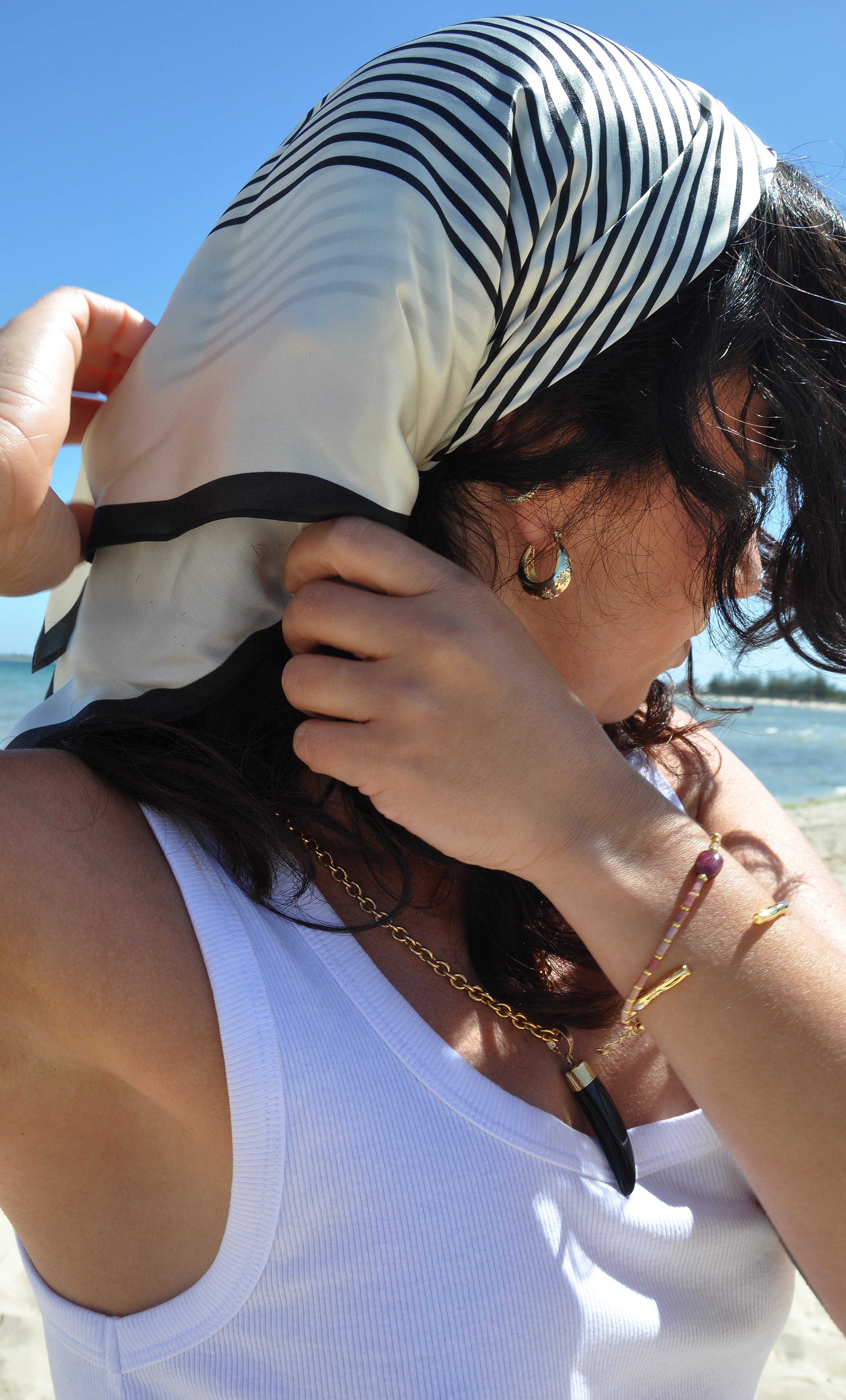 100% Silk Printed Monochrome Scarf | Tunik Accessories