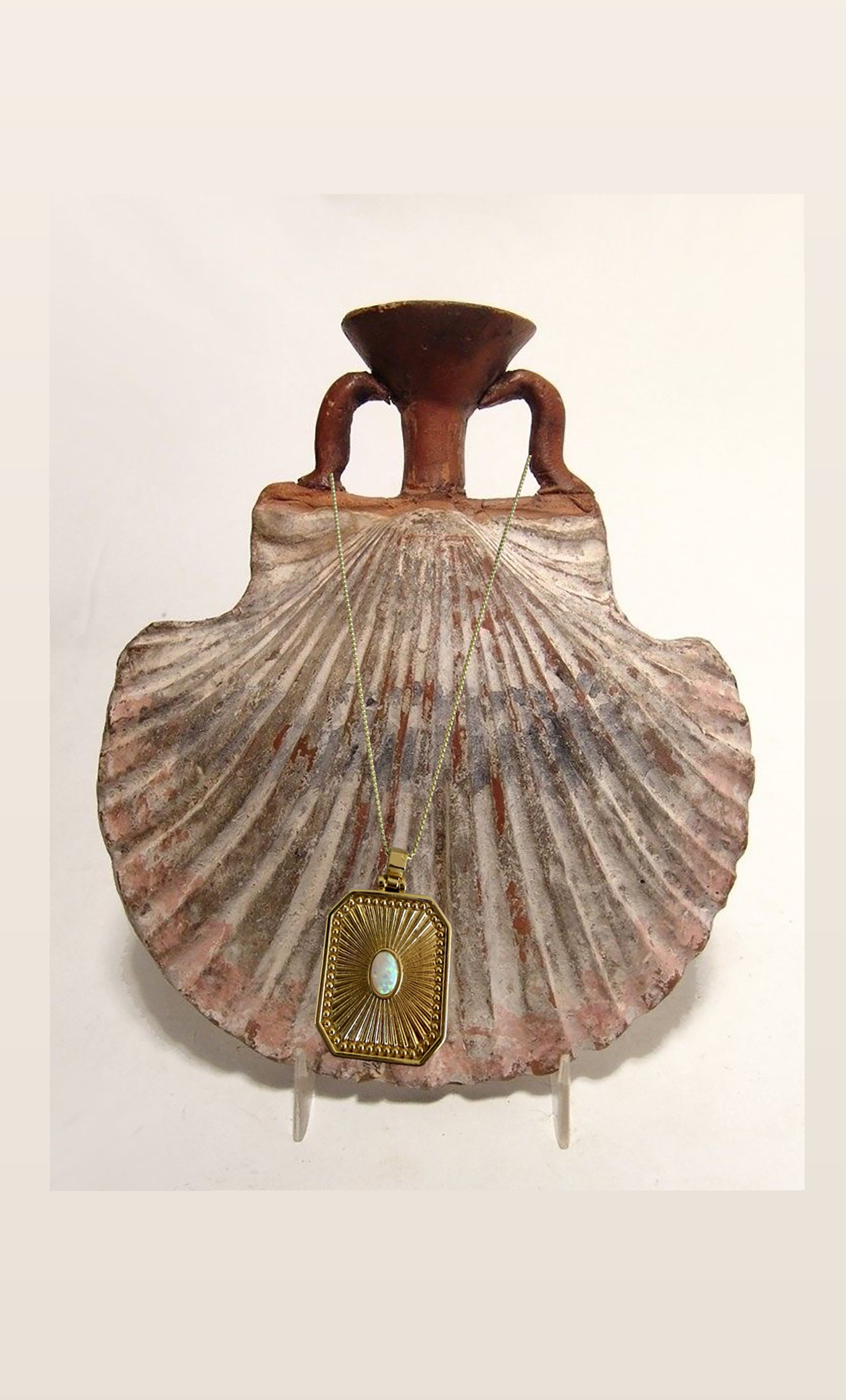 Opal Stone Talisman Medallion Necklace in 14K Gold Fill | Tunik