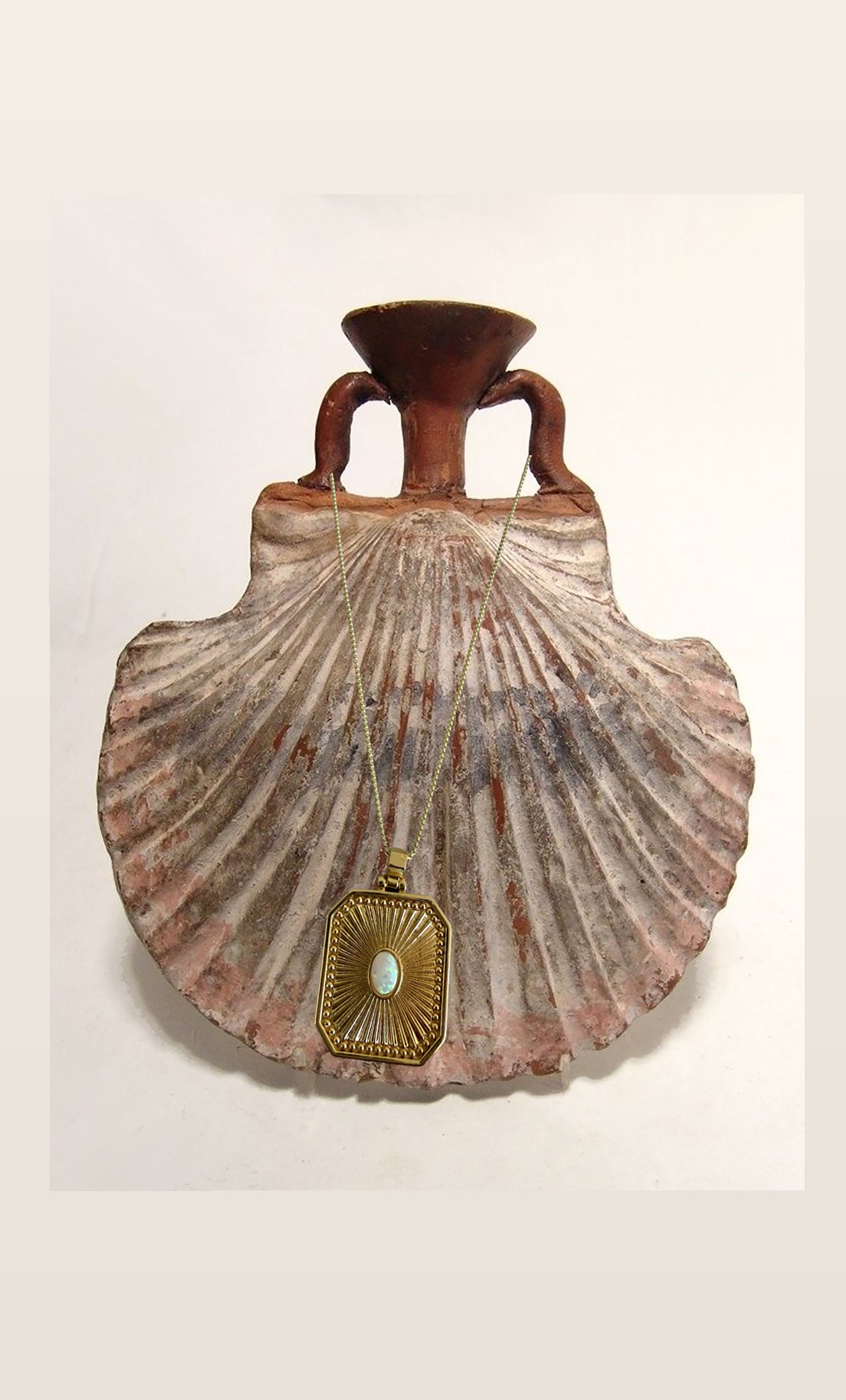 Opal Stone Talisman Medallion Necklace in 14K Gold Fill | Tunik
