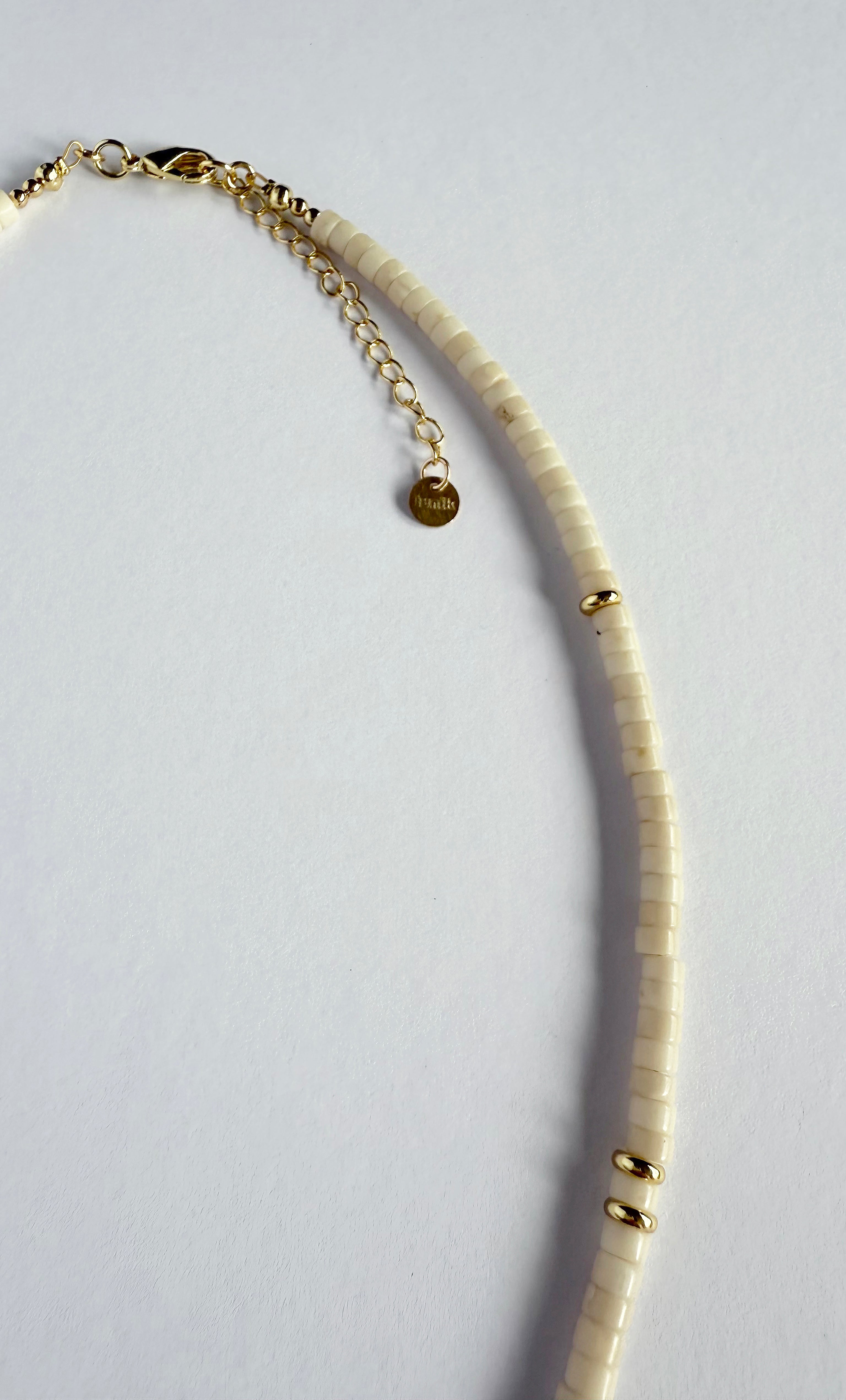 Spirit Pink Tourmaline & Ivory Jasper Stone Handmade Beaded Necklace | Tunik