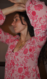 The Tunik Lola maxi dress - She Swirls Raspberry print
