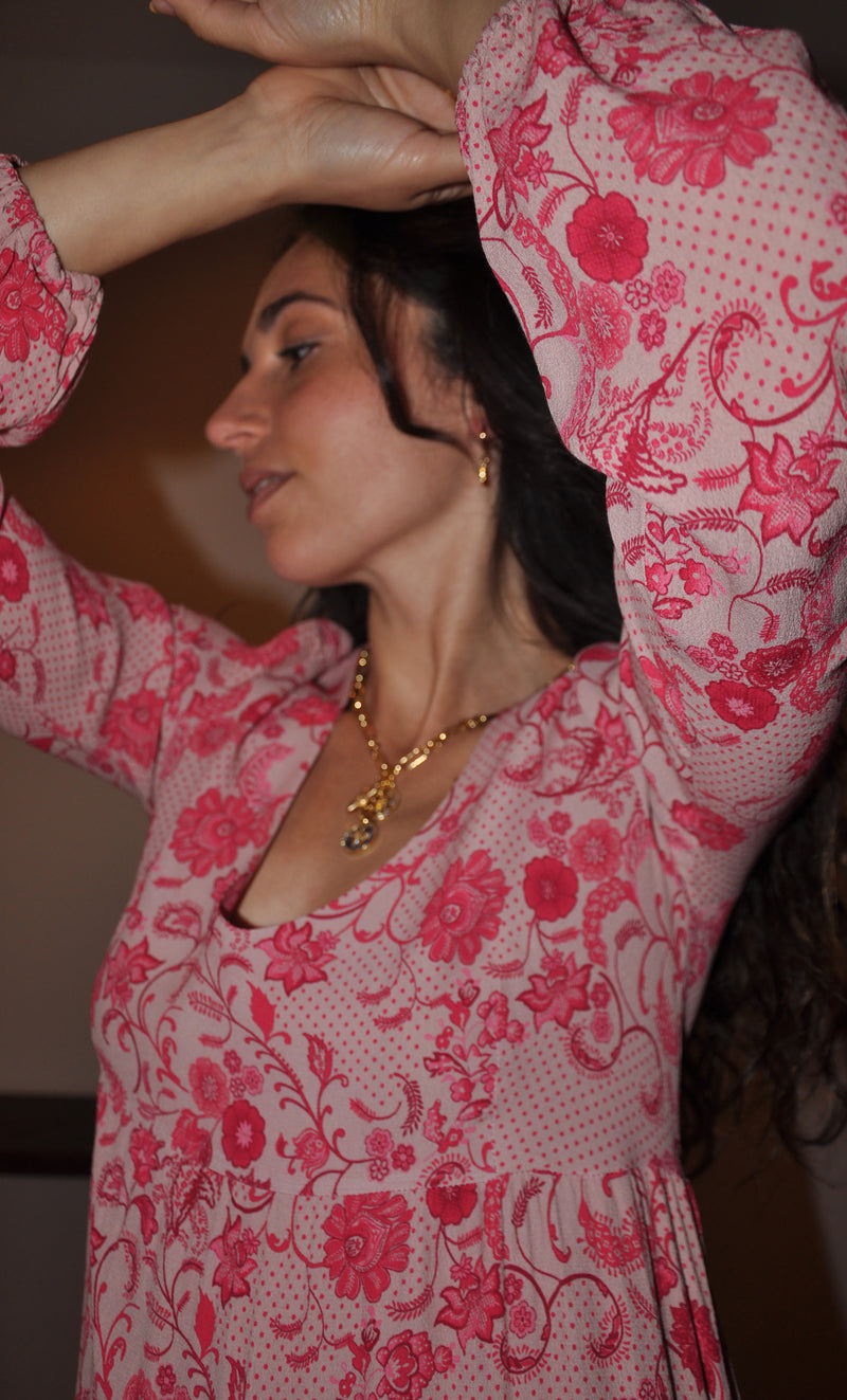 The Tunik Lola maxi dress - She Swirls Raspberry print