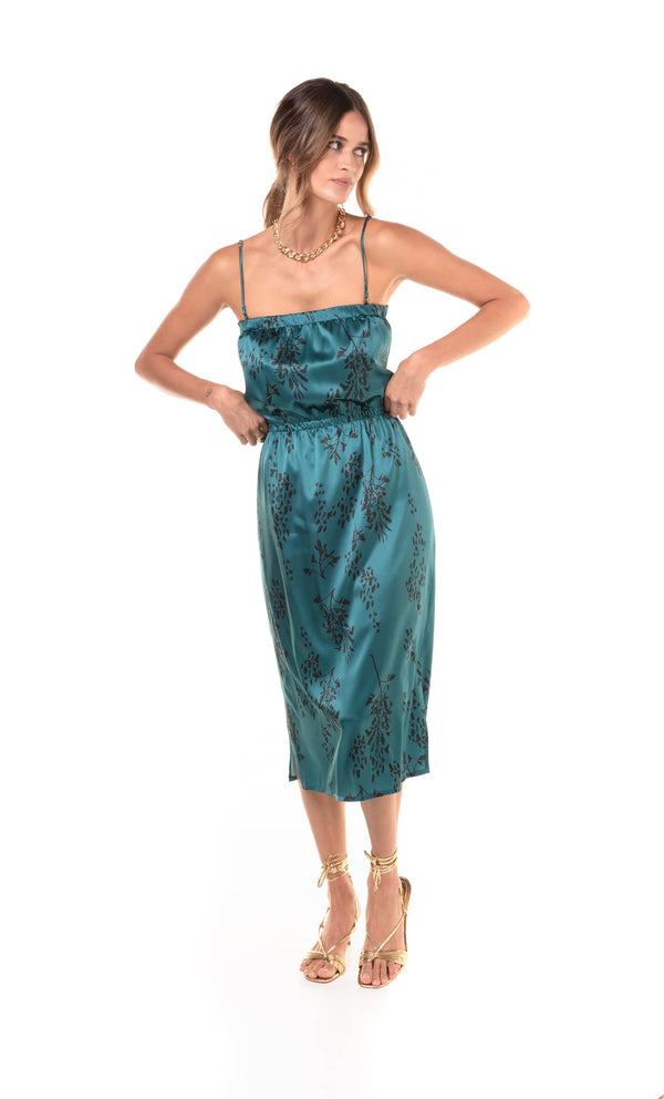 The Tunik Helena relaxed tube dress - She Floats Emerald print