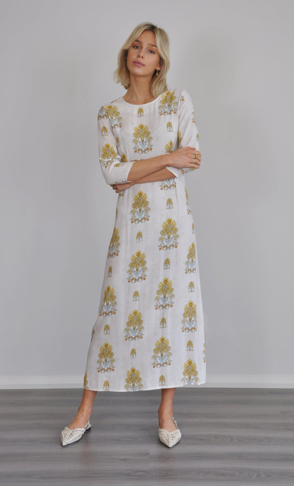 The Tunik Vivienne empire dress - Wallflower Ivory print