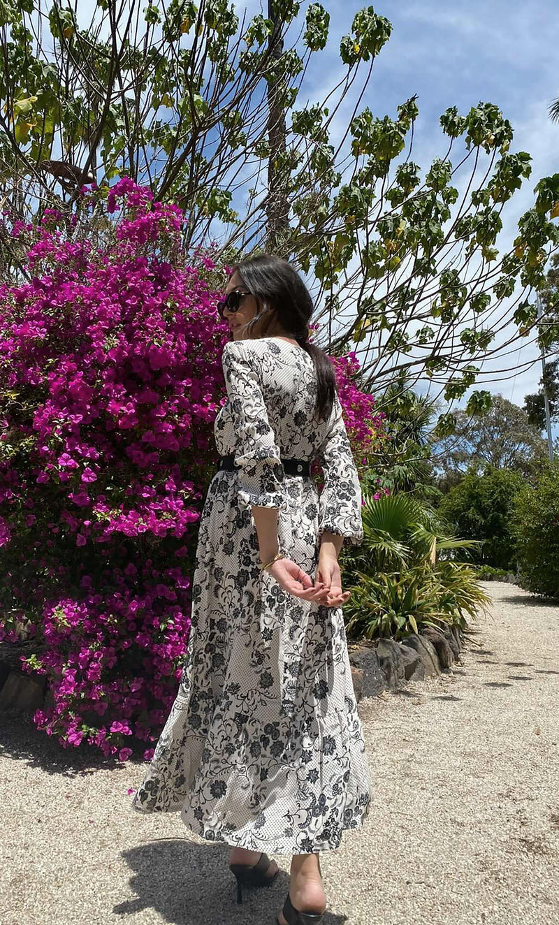 The Tunik Lola maxi dress - She Swirls Creme print
