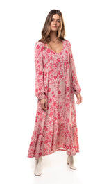 The Tunik Lola maxi dress - She Swirls Raspberry print