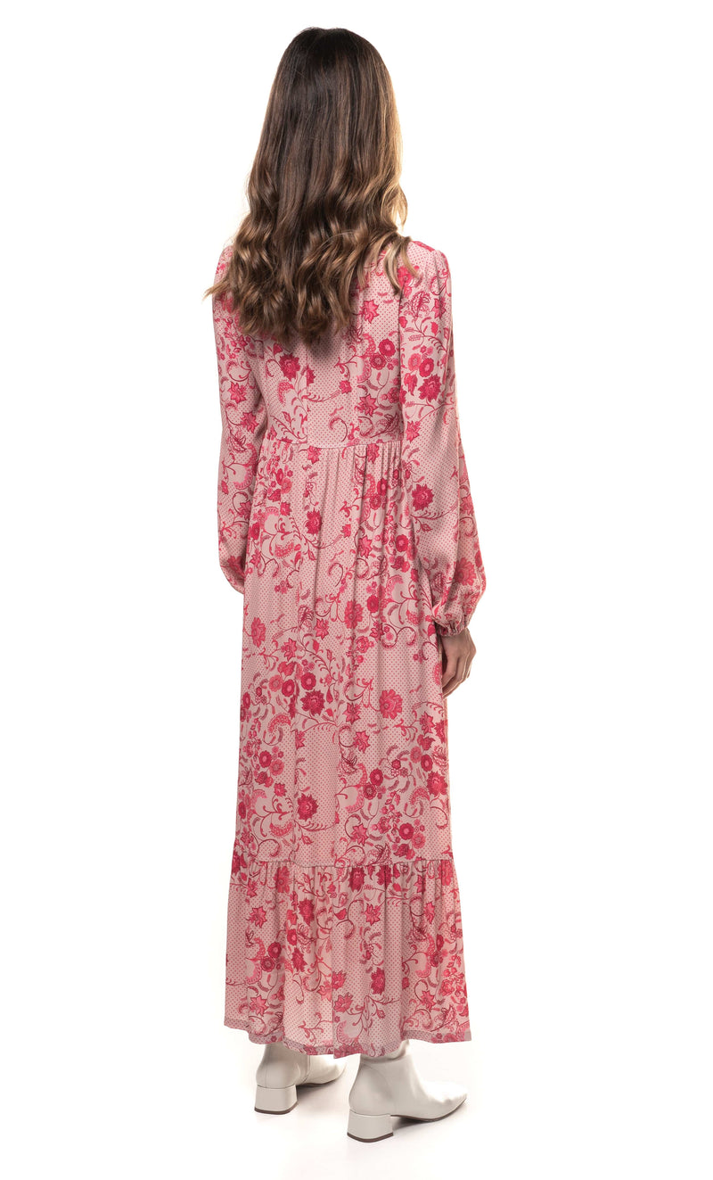 The Tunik Lola maxi dress - She Swirls Raspberry print