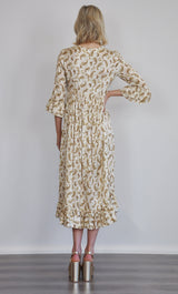 The Tunik Florence ruffle midi dress - Boteh Paisley print