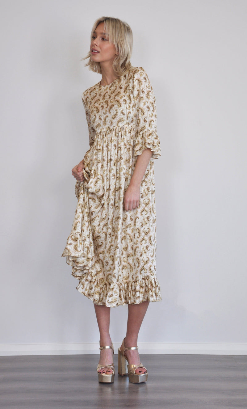 The Tunik Florence ruffle midi dress - Boteh Paisley print