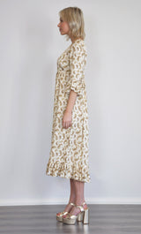 The Tunik Florence ruffle midi dress - Boteh Paisley print