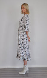 The Tunik Florence ruffle midi dress - For The Roses print Creme