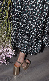 The Tunik Florence ruffle midi dress - For The Roses print Black