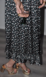 The Tunik Florence ruffle midi dress - For The Roses print Black
