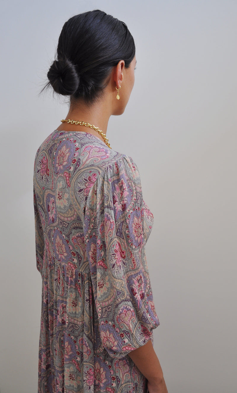 The Tunik Harper midi dress - Pastel Paisley Print