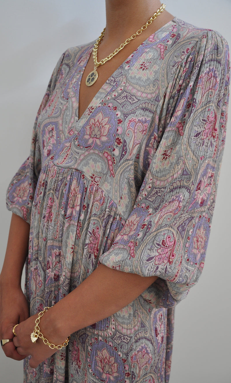 The Tunik Harper midi dress - Pastel Paisley Print