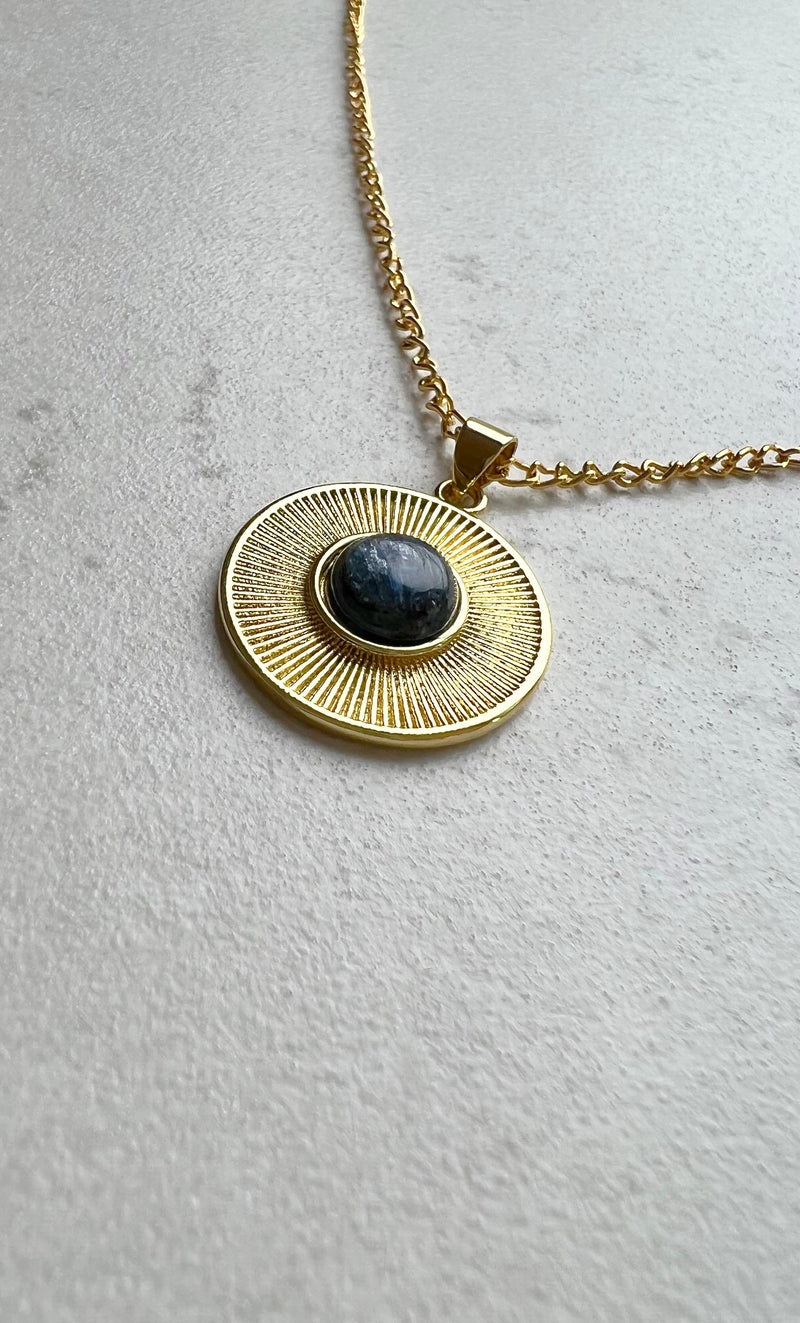 The Tunik Moonbeam Blue Tigers Eye Necklace