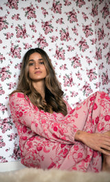 The Tunik Lola maxi dress - She Swirls Raspberry print