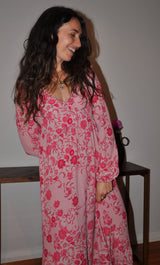 The Tunik Lola maxi dress - She Swirls Raspberry print