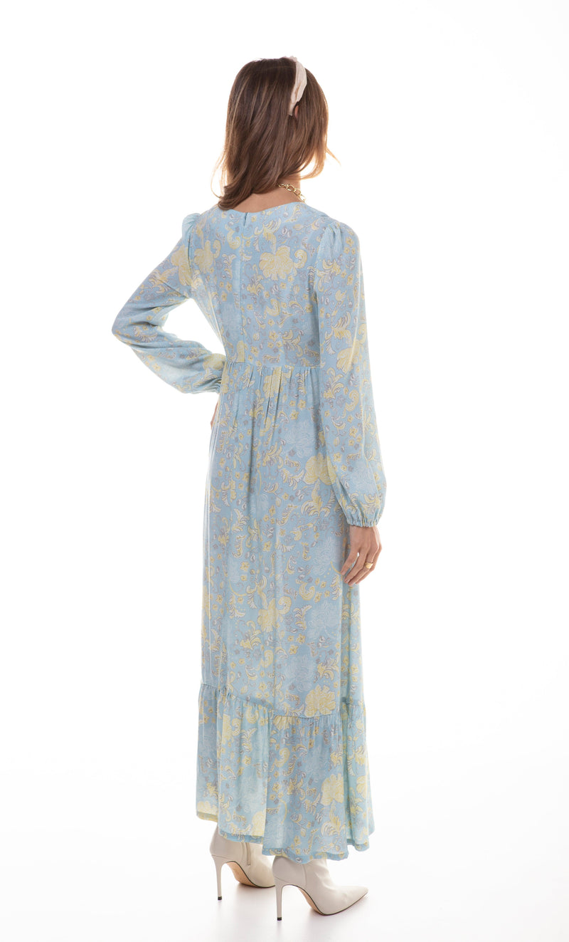 The Tunik Lola maxi dress - Mystic Floral Aquamarine print