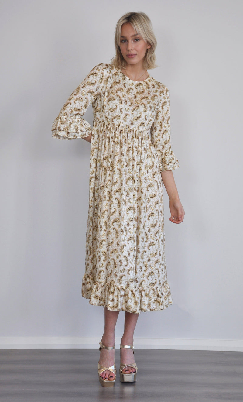 The Tunik Florence ruffle midi dress - Boteh Paisley print