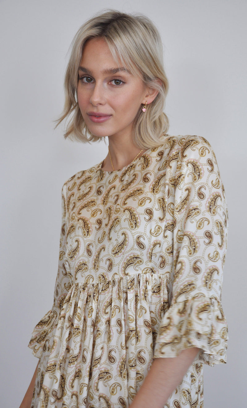 The Tunik Florence ruffle midi dress - Boteh Paisley print